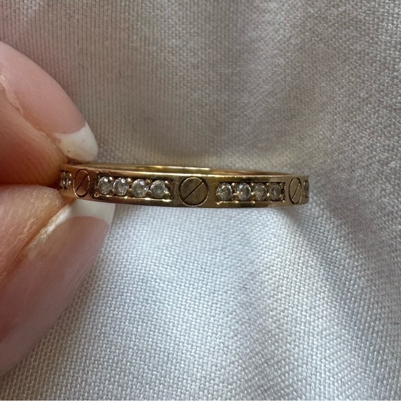 14k Yellow Gold Pave Screw Band - Picture 3 of 15